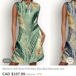 Tropical Leaf Print Sleeveless Dress